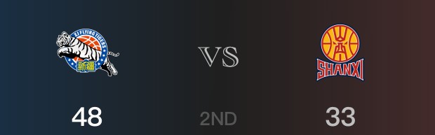 半场数据， 新疆以48-33领先山西，伊力福拉提11分3篮板3助攻